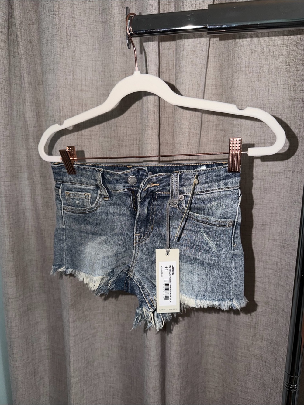 Just USA Faded Blue Distressed Denim Shorts